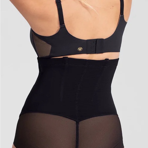 Black Shapewear Bodysuit with Sheer Panels and Structured Cups - Picture 9 of 16